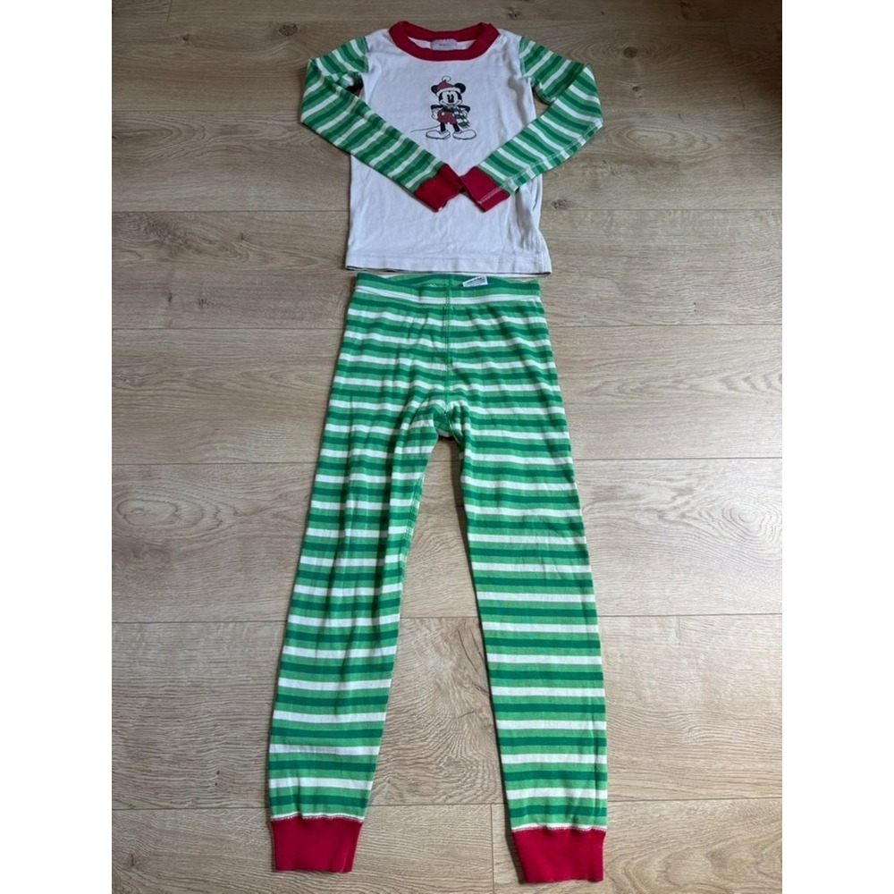 EUC Kids Hanna Andersson mickey mouse‎ disney christmas pajama long john sz 6-7